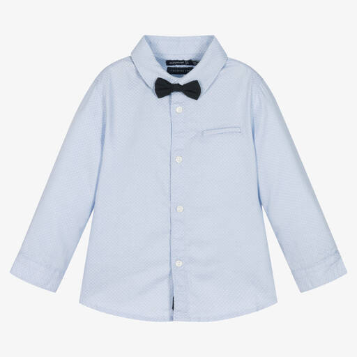 Mayoral-Boys Pale Blue Cotton Shirt | Childrensalon