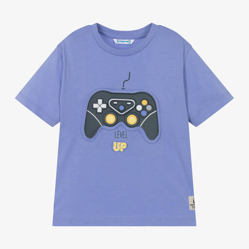 Mayoral-Boys Purple Cotton Gaming T-Shirt | Childrensalon
