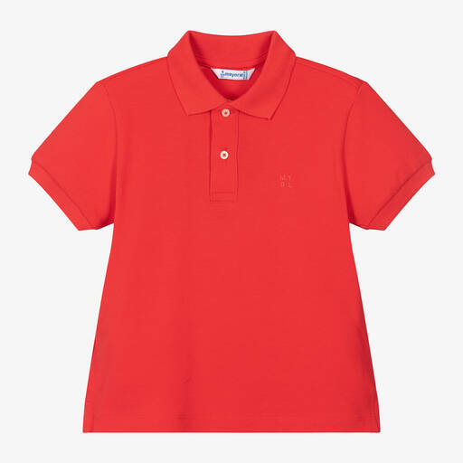 Mayoral-Boys Red Cotton Polo Shirt | Childrensalon