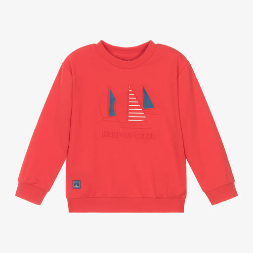 Mayoral-Boys Red Cotton Sail Boat Sweatshirt | Childrensalon