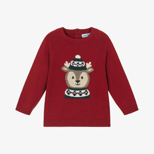Mayoral-Boys Red Cotton & Wool Knit Sweater | Childrensalon