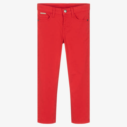 Mayoral-Boys Red Slim Fit Trousers | Childrensalon