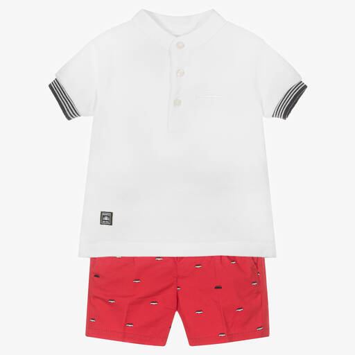 Mayoral-Boys Red & White Cotton Shorts Set  | Childrensalon
