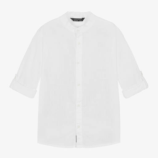 Mayoral Nukutavake-Boys White Collarless Cotton Shirt | Childrensalon