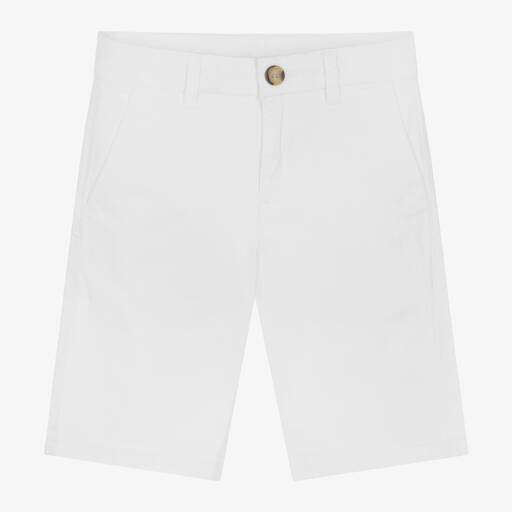 Mayoral Nukutavake-Boys White Cotton Chino Shorts | Childrensalon