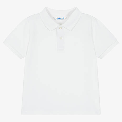 Mayoral-Белая рубашка поло из хлопкового пике | Childrensalon