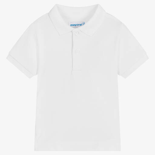 Mayoral-Boys White Cotton Piqué Polo Shirt | Childrensalon