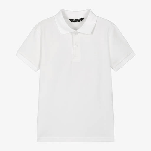 Mayoral Nukutavake-Boys White Cotton Polo Shirt | Childrensalon