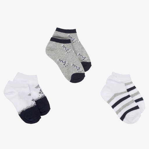 Mayoral-Boys White & Grey Socks (3 Pack) | Childrensalon