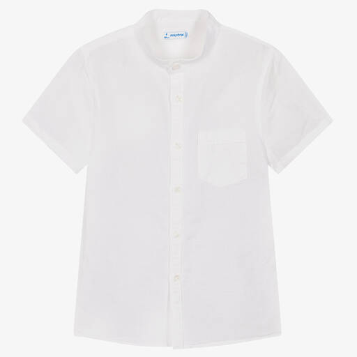 Mayoral-Boys White Linen Shirt | Childrensalon