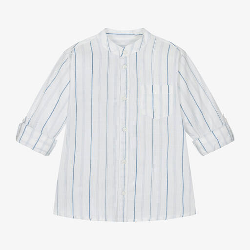 Mayoral-Boys White Striped Cotton Shirt | Childrensalon