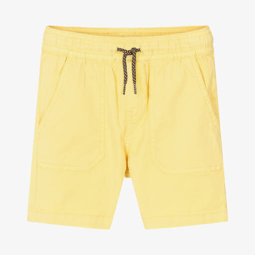 Mayoral-Boys Yellow Cotton Drawstring Shorts | Childrensalon