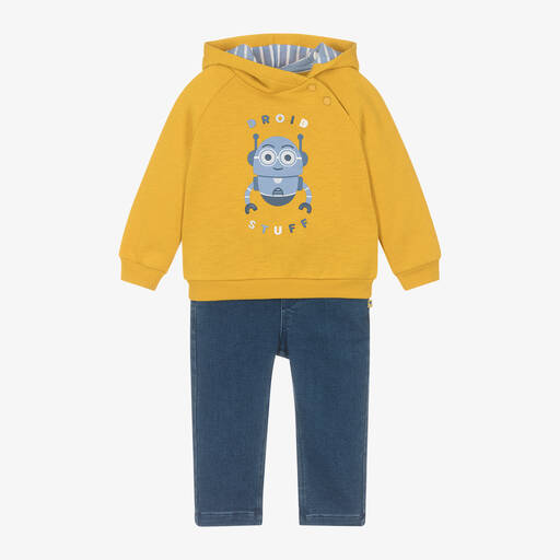 Mayoral-Boys Yellow Robot Print Trouser Set | Childrensalon