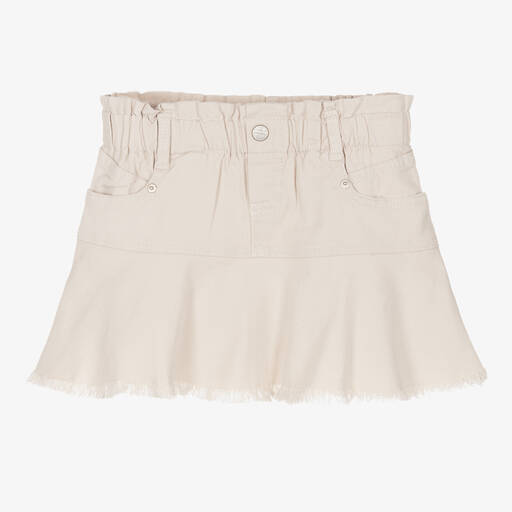 Mayoral-Girls Beige Cotton Twill Skirt | Childrensalon