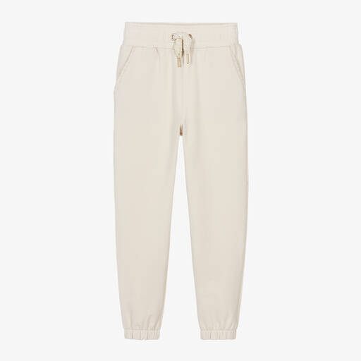 Mayoral-Girls Beige Jersey Joggers | Childrensalon