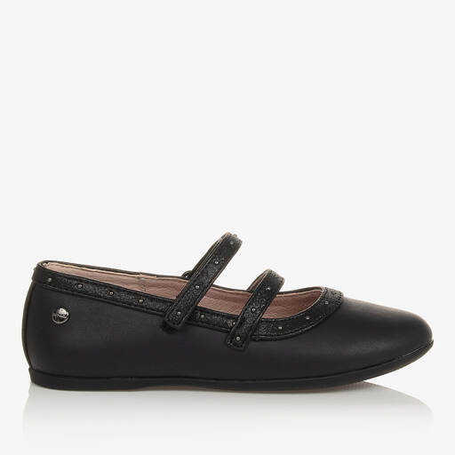 Mayoral-حذاء باليرينا جلد صناعي لون أسود للبنات | Childrensalon