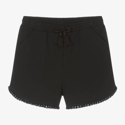 Mayoral-Girls Black Cotton Jersey Shorts | Childrensalon