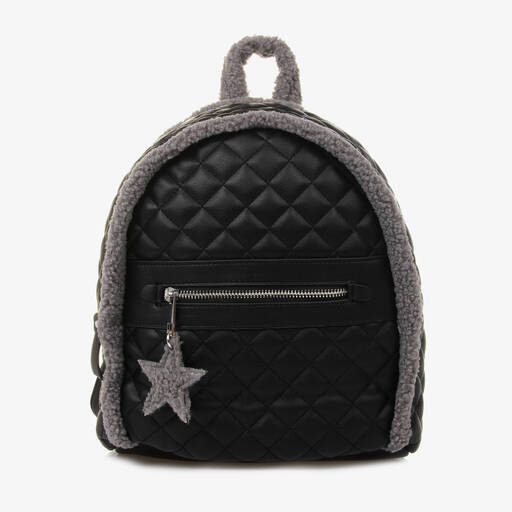 Mayoral-Girls Black Faux Leather Backpack (28cm) | Childrensalon