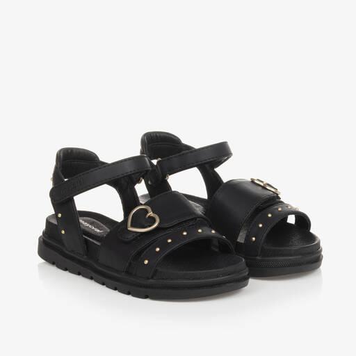 Mayoral-Girls Black Faux Leather Studded Sandals | Childrensalon