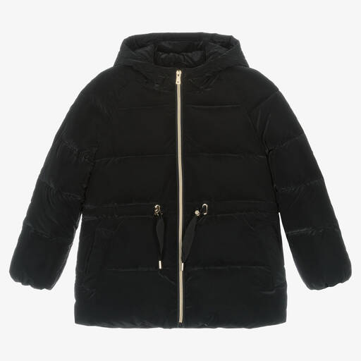 Mayoral-Girls Black Hooded Puffer Coat | Childrensalon