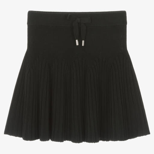 Mayoral-Girls Black Ribbed Knit Skirt | Childrensalon