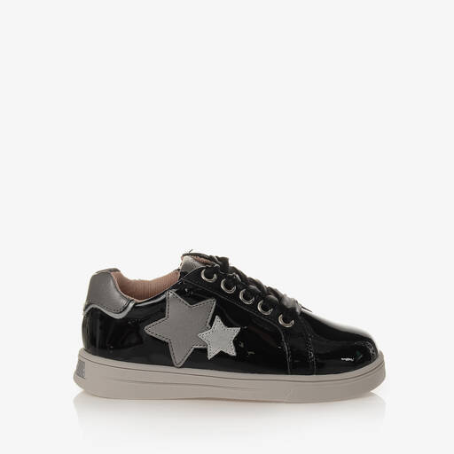 Mayoral-Черные кожаные кроссовки с серебристыми звездами | Childrensalon