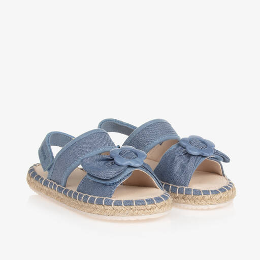 Mayoral-Girls Blue Canvas Velcro Sandals | Childrensalon