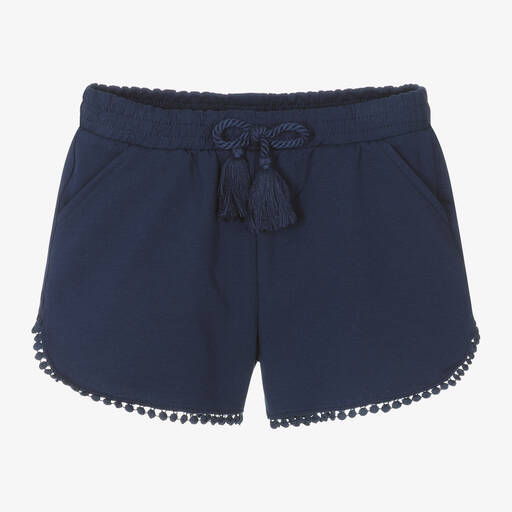Mayoral-Girls Blue Cotton Jersey Shorts | Childrensalon