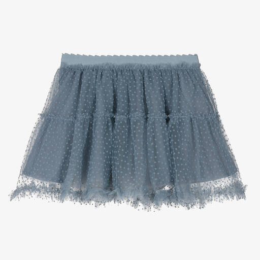 Mayoral-Girls Blue Dotted Tulle Skirt | Childrensalon