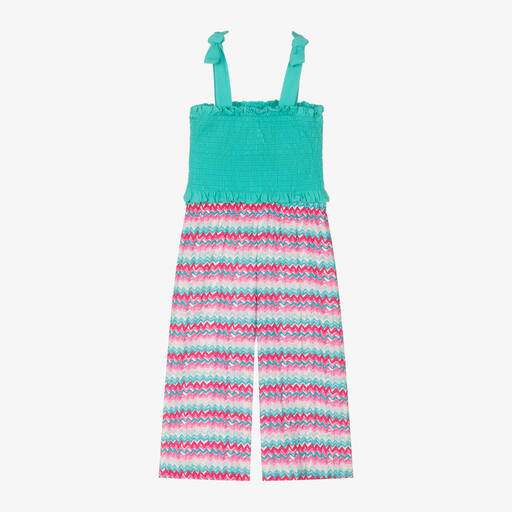 Mayoral-Girls Blue & Pink Cotton Trouser Set | Childrensalon