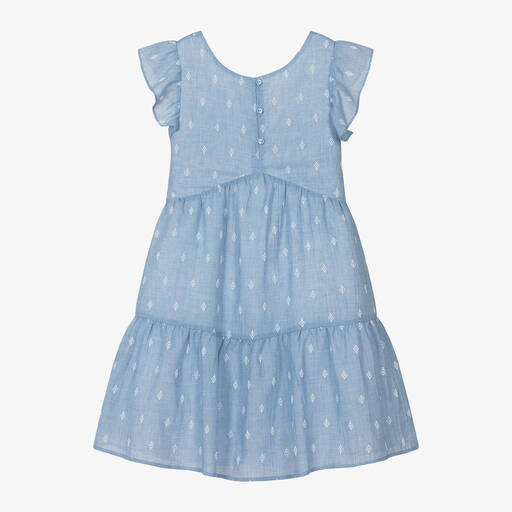 Mayoral-Girls Blue Printed Dress | Childrensalon