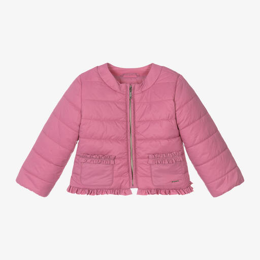 Mayoral-Girls Dusky Pink Pocket Puffer Jacket | Childrensalon