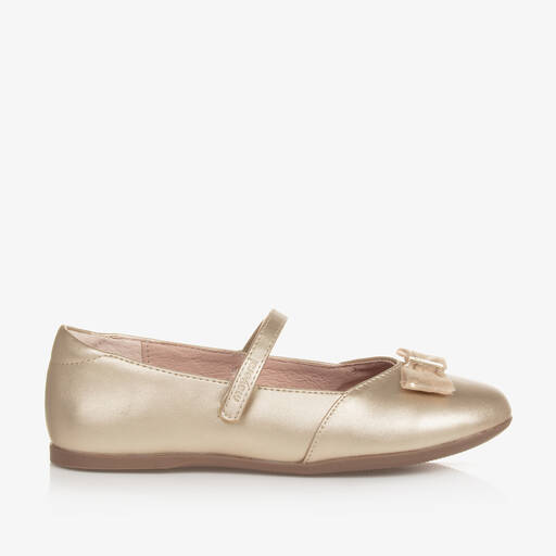 Mayoral-Girls Gold Shimmer Mary Jane Shoes | Childrensalon
