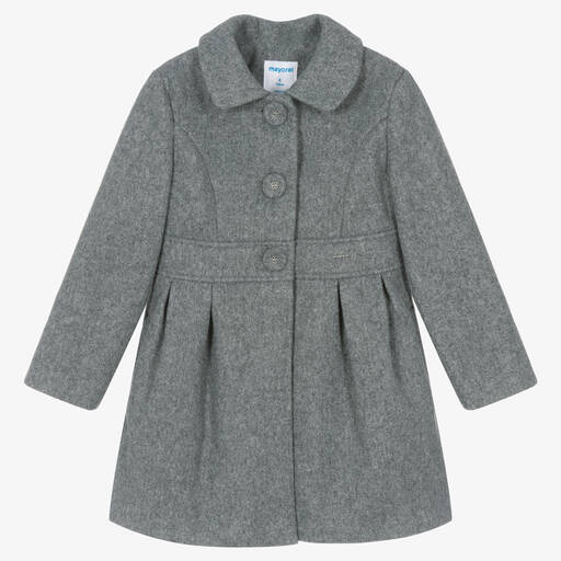 Mayoral-Girls Grey Felted Coat | Childrensalon