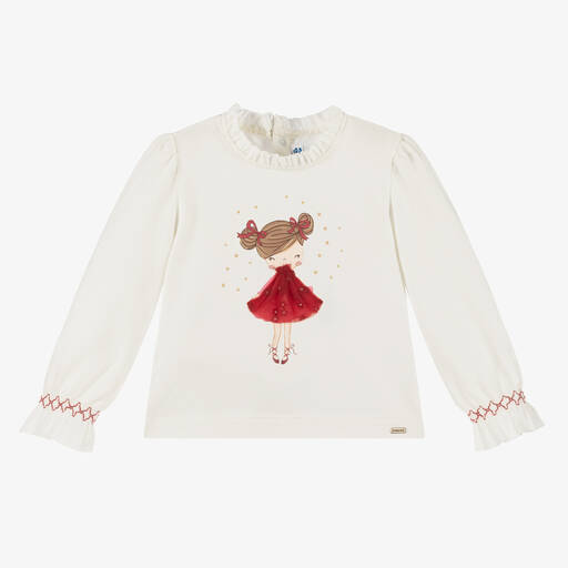 Mayoral-Girls Ivory Cotton Ballerina Top | Childrensalon