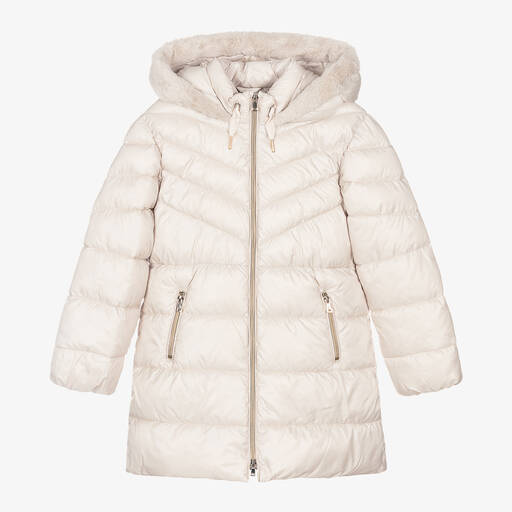 Mayoral-Girls Ivory Puffer Coat | Childrensalon