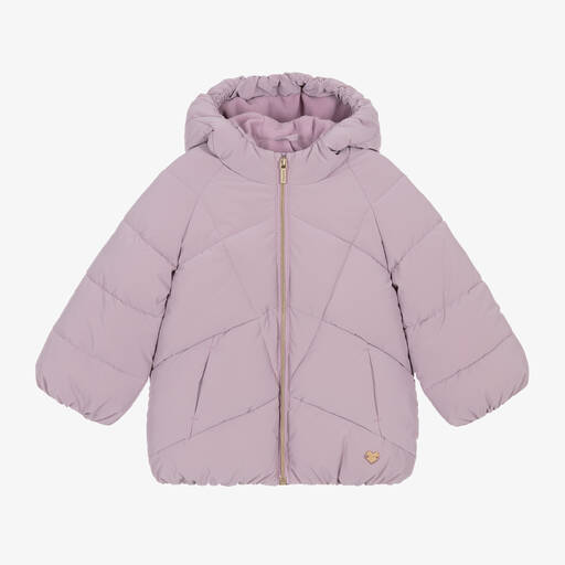 Mayoral-Girls Lilac Purple Hooded Puffer Coat | Childrensalon