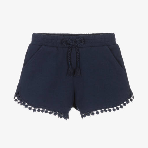 Mayoral-Girls Navy Blue Cotton Jersey Shorts | Childrensalon