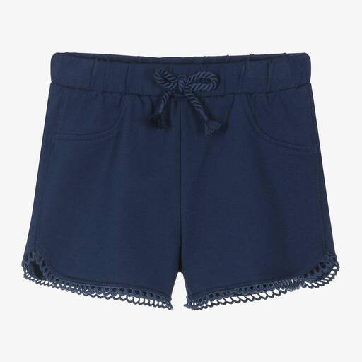 Mayoral-Girls Navy Blue Cotton Jersey Shorts | Childrensalon