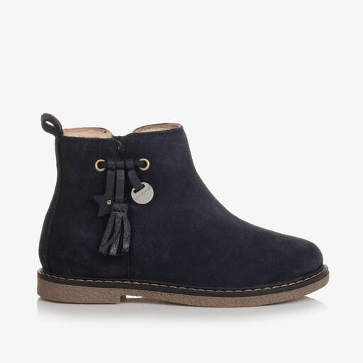 Mayoral-Girls Navy Blue Leather Ankle Boots | Childrensalon