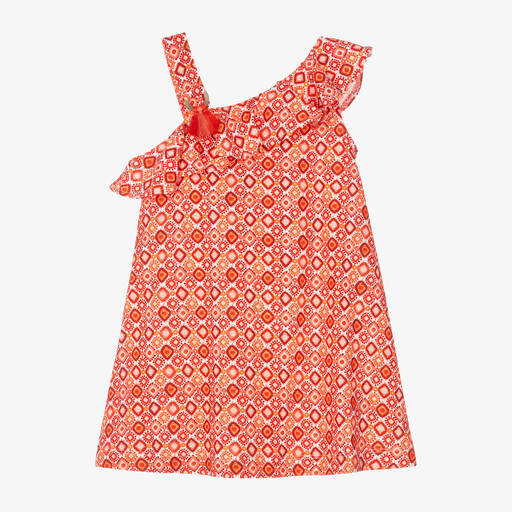 Mayoral-Girls Orange Cotton Dress | Childrensalon