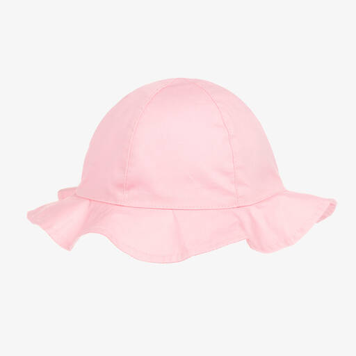 Mayoral-Girls Pale Pink Cotton Bow Sun Hat | Childrensalon