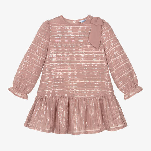 Mayoral-Girls Pink Chiffon Sequin Dress | Childrensalon