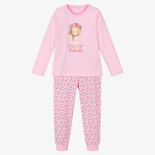 Mayoral-Girls Pink Cotton Good Vibes Pyjamas | Childrensalon