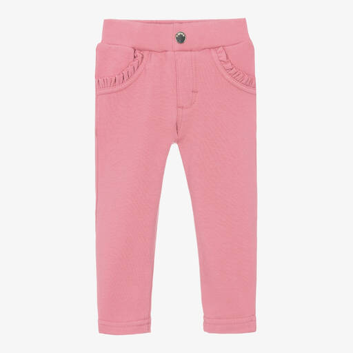 Mayoral-Girls Pink Cotton Jersey Trousers | Childrensalon