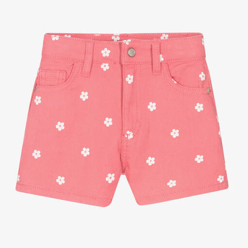 Mayoral-Girls Pink Cotton Twill Shorts | Childrensalon