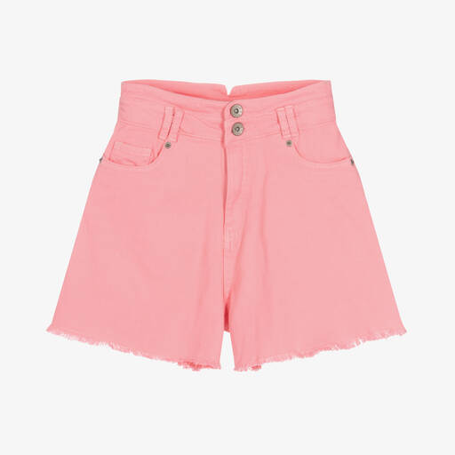 Mayoral-Girls Pink High Waisted Denim Shorts | Childrensalon