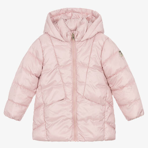 Mayoral-Girls Pink Hooded Puffer Coat | Childrensalon