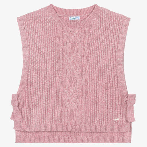 Mayoral-Girls Pink Knitted Sweater Vest | Childrensalon