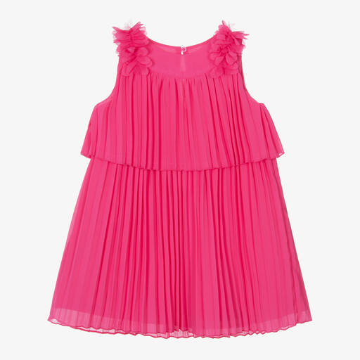 Mayoral-Girls Pink Pleated Chiffon Dress | Childrensalon